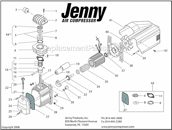 Page B Diagram and Parts List for A2G246-HC5H  Jenny Compressor