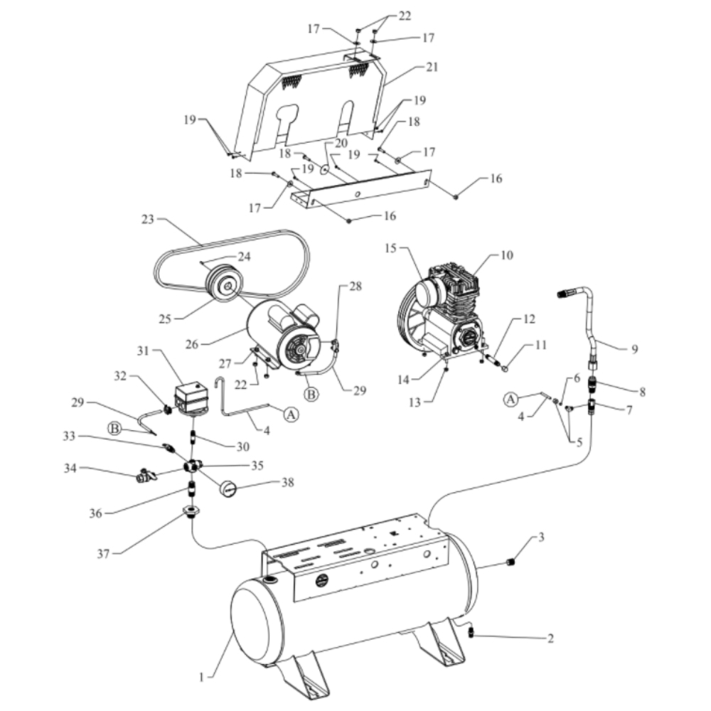 Main Diagram and Parts List for K34S-17UMS  Jenny Compressor