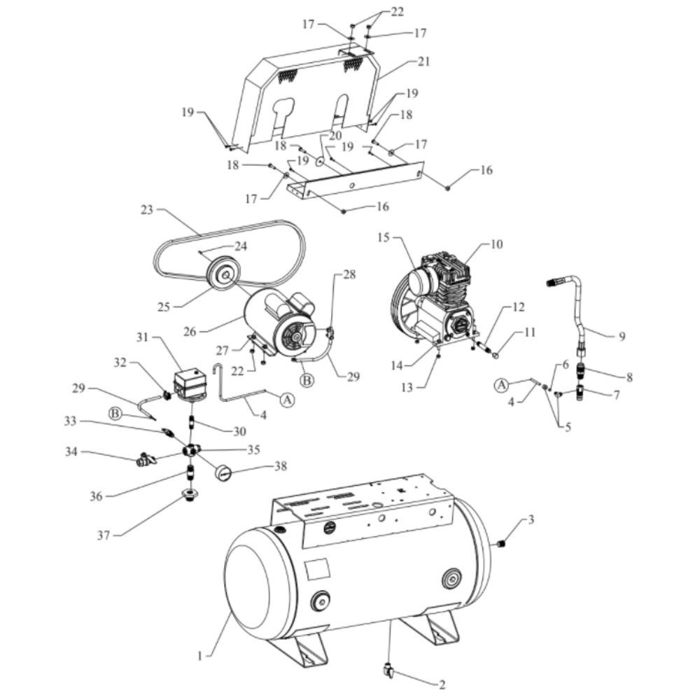Main Diagram and Parts List for K34S-30UMS  Jenny Compressor