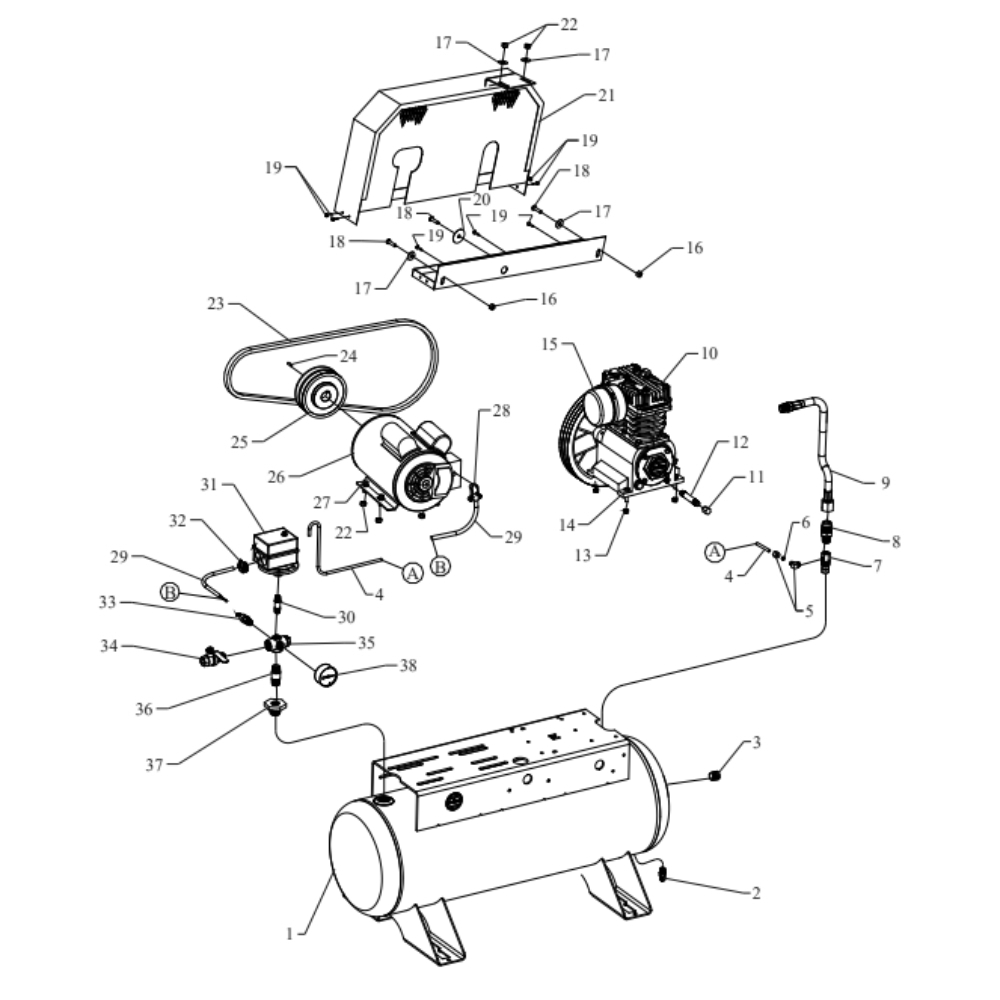 Main Diagram and Parts List for K15S-17UMS  Jenny Compressor