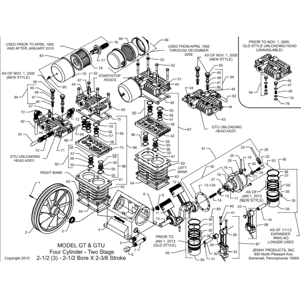 Section 1 Diagram and Parts List for GTUPUMP  Jenny Engine