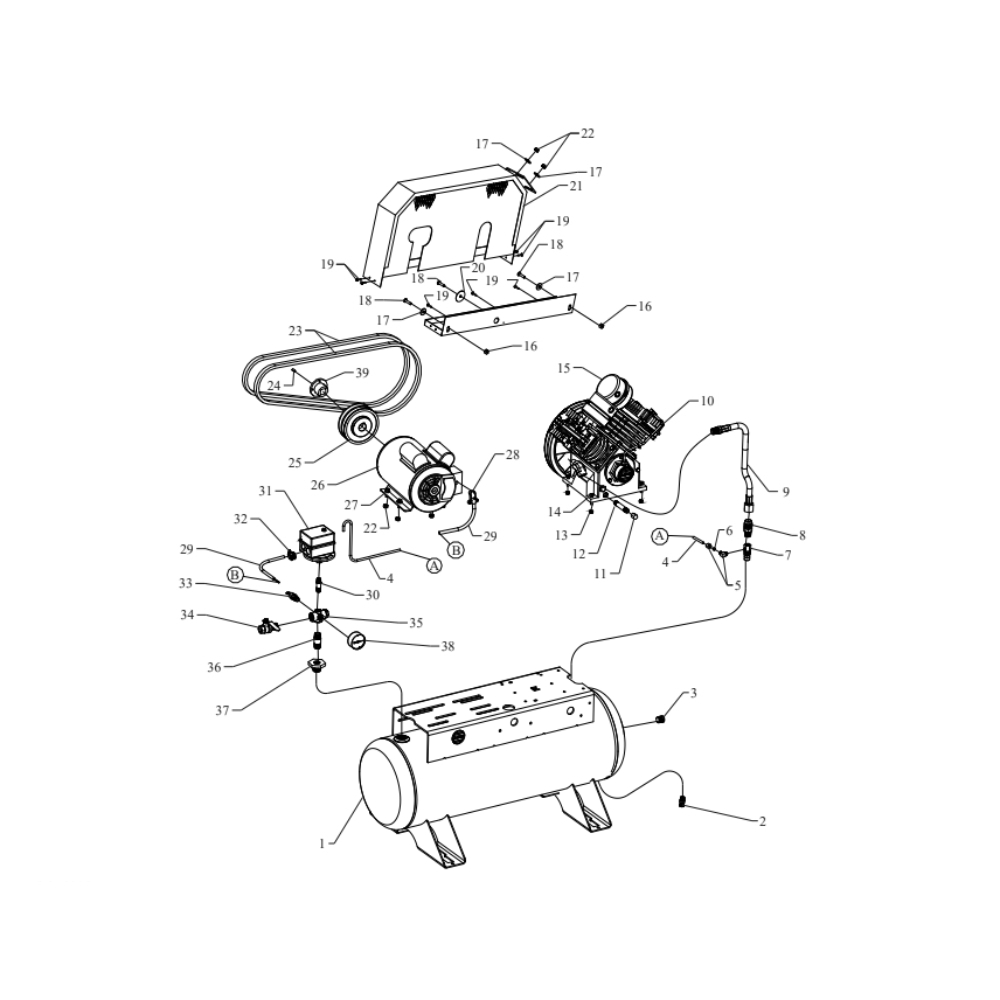 Main Diagram and Parts List for G2S-17UMS  Jenny Compressor
