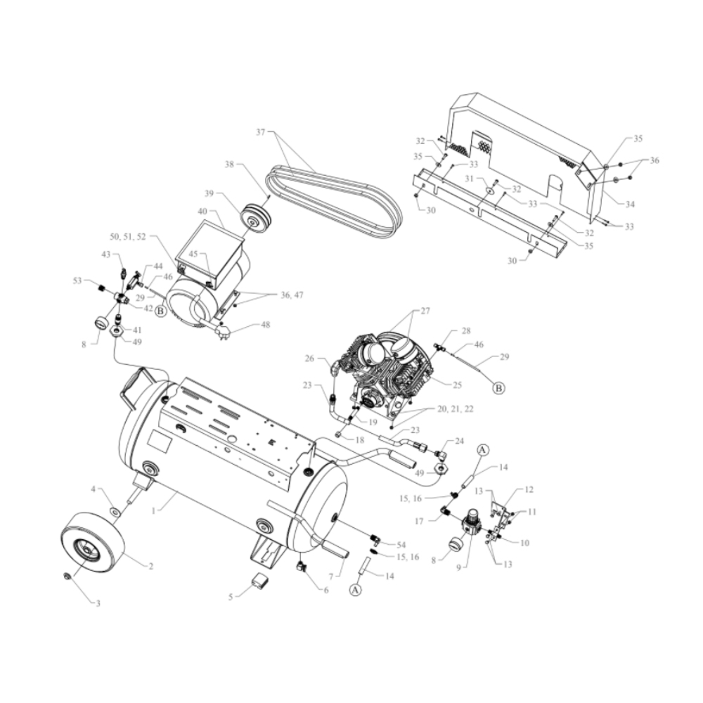 Main Diagram and Parts List for G5A-30P-CRC  Jenny Compressor
