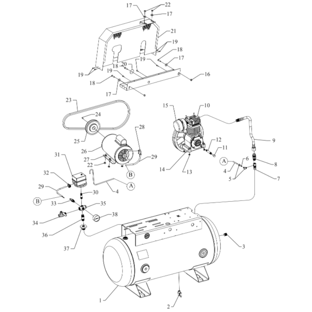 Main Diagram and Parts List for F13S-30UMS  Jenny Compressor