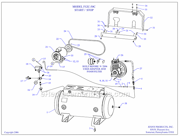 Page A Diagram and Parts List for F12C-30C  Jenny Compressor