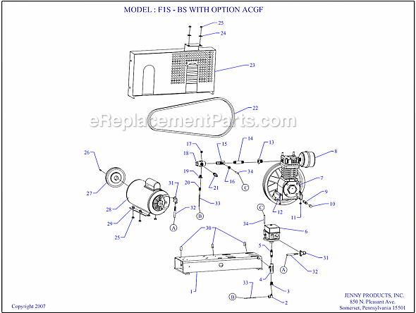 Page A Diagram and Parts List for F1S-BS ACGF Jenny Compressor