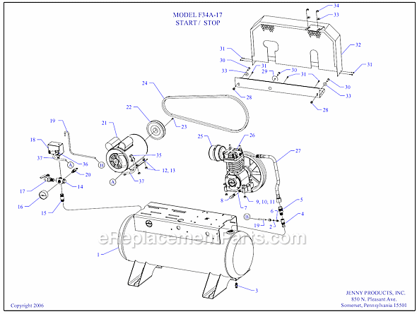 Page A Diagram and Parts List for F34A-17  Jenny Compressor