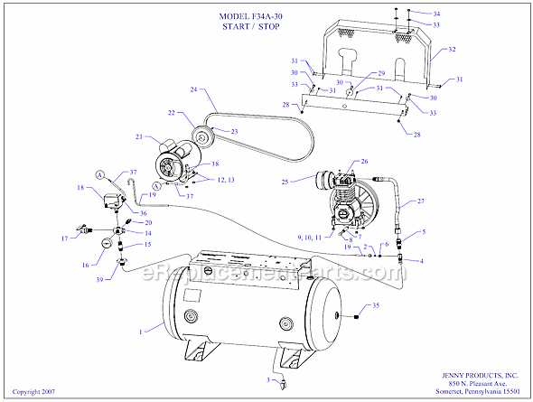 Page A Diagram and Parts List for F34A-30  Jenny Compressor