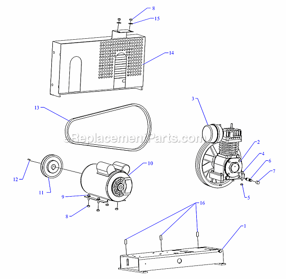 Page A Diagram and Parts List for F34A-B  Jenny Compressor