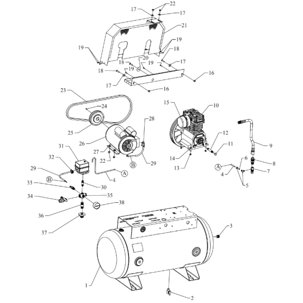 Main Diagram and Parts List for K1S-30UMS  Jenny Compressor