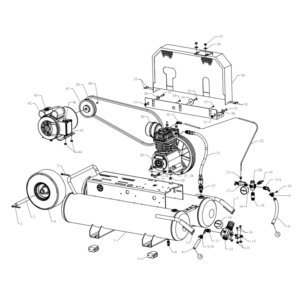 Main Diagram and Parts List for K1A-15P-CRC  Jenny Compressor