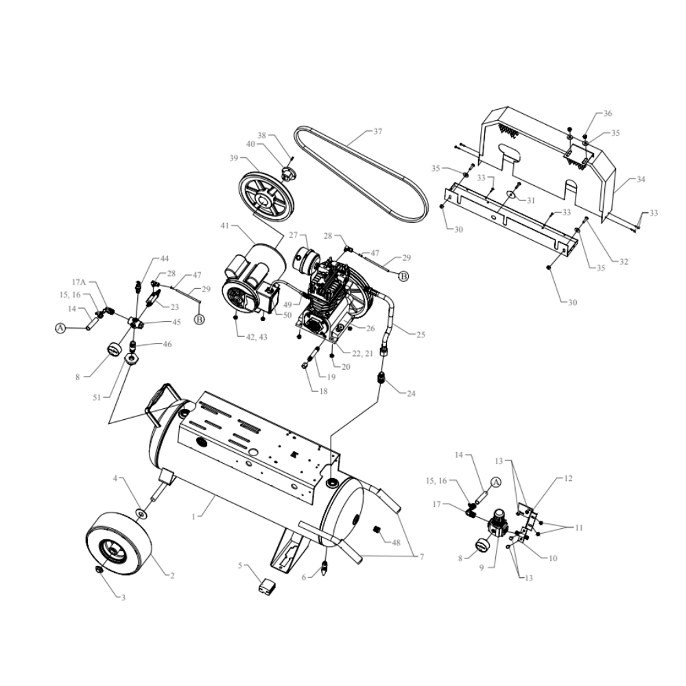 Main Diagram and Parts List for K2A-17P-CRC  Jenny Compressor