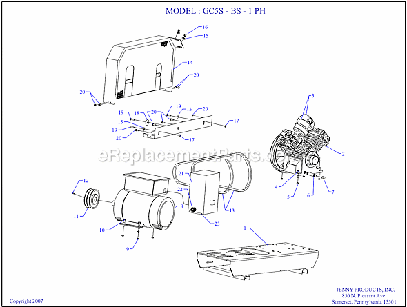 Page A Diagram and Parts List for GC5S-BS  Jenny Compressor