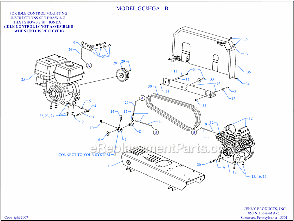 Page A Diagram and Parts List for GC8HGA-B  Jenny Compressor