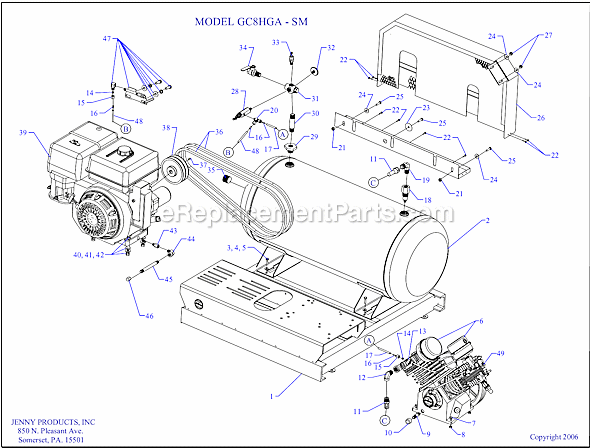 Page A Diagram and Parts List for GC8HGA-SM  Jenny Compressor