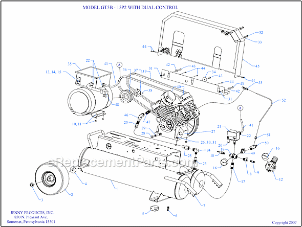 Page A Diagram and Parts List for GT5B-15P2-DCS  Jenny Compressor