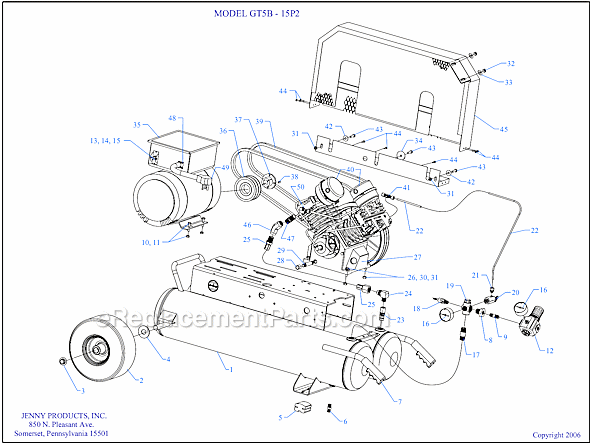 Page A Diagram and Parts List for GT5B-15P2  Jenny Compressor
