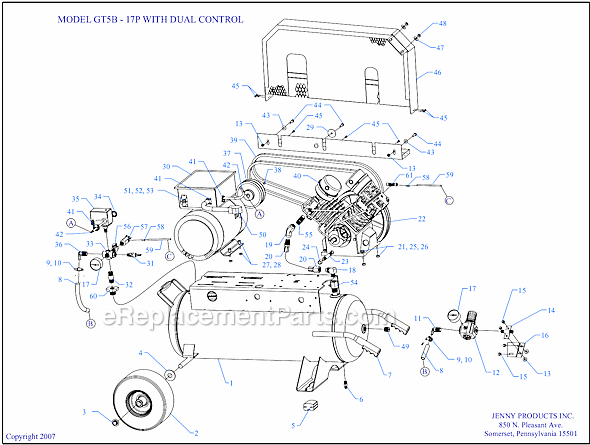 Page A Diagram and Parts List for GT5B-17P-DCS  Jenny Compressor