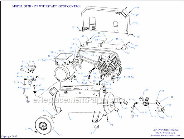 Page A Diagram and Parts List for GT5B-17P-SSC  Jenny Compressor