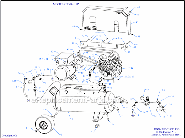 Page A Diagram and Parts List for GT5B-17P  Jenny Compressor