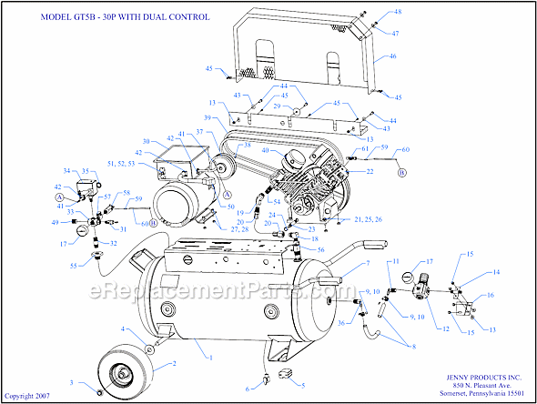Page A Diagram and Parts List for GT5B-30P-DCS  Jenny Compressor