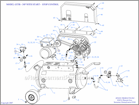 Page A Diagram and Parts List for GT5B-30P-SSC  Jenny Compressor