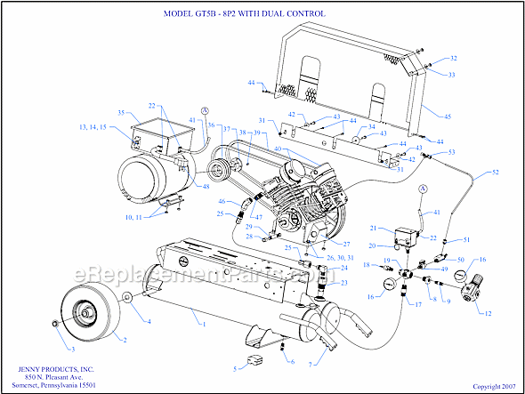Page A Diagram and Parts List for GT5B-8P2-DCS  Jenny Compressor