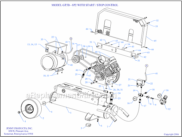 Page A Diagram and Parts List for GT5B-8P2-SSC  Jenny Compressor