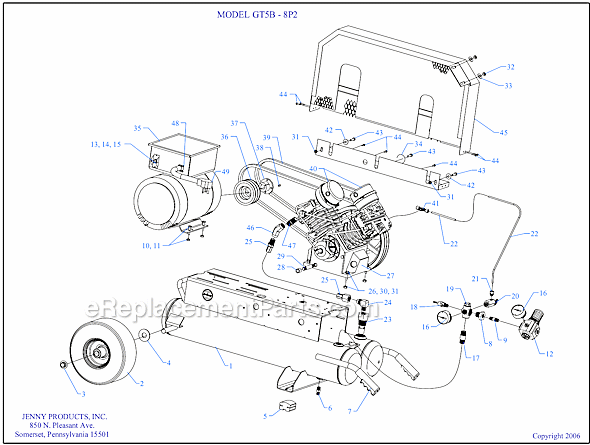 Page A Diagram and Parts List for GT5B-8P2  Jenny Compressor