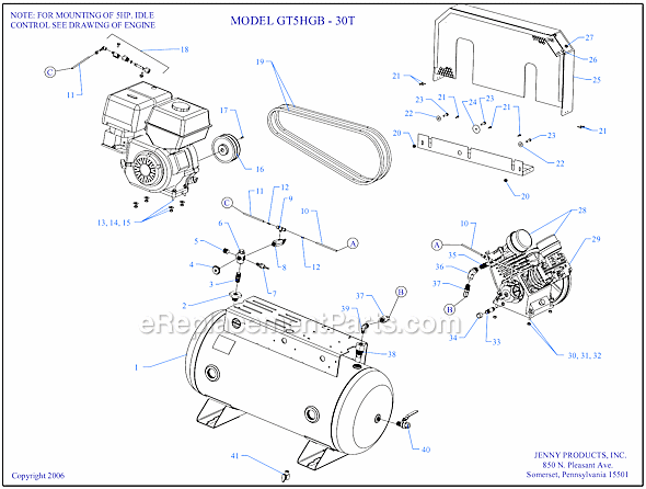 Page A Diagram and Parts List for GT5HGB-30T  Jenny Compressor