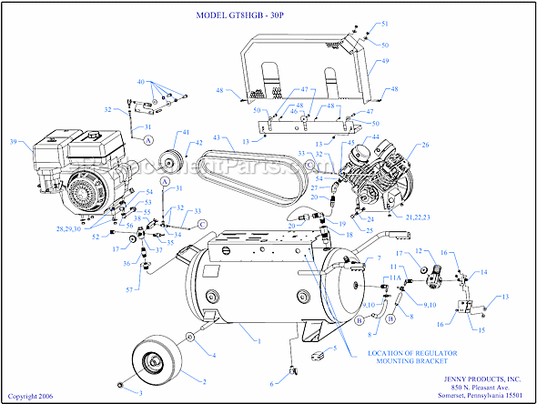 Page A Diagram and Parts List for GT8HGB-30P  Jenny Compressor