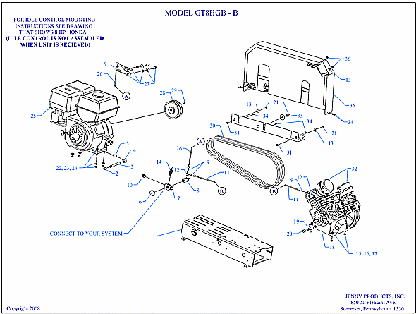 Page A Diagram and Parts List for GT8HGB-B  Jenny Compressor
