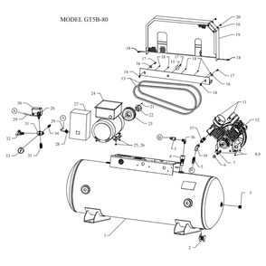 Main Diagram and Parts List for GT5B-80-SSC  Jenny Compressor