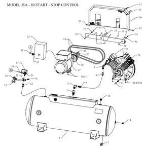 Main Diagram and Parts List for J5A-80-SSC  Jenny Compressor