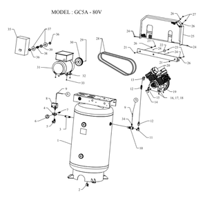 Main Diagram and Parts List for GC5A-80V-SSC  Jenny Compressor