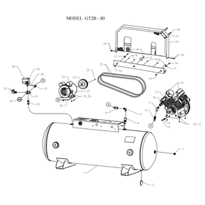 Main Diagram and Parts List for GT2B-80-SSC  Jenny Compressor