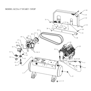 Main Diagram and Parts List for GC2A-17-SSC  Jenny Compressor
