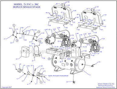 Part Location Diagram of 130-1010 Jenny Motor-1Hp