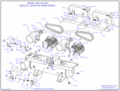 Part Location Diagram of 130-1027 Jenny Motor-5Hp