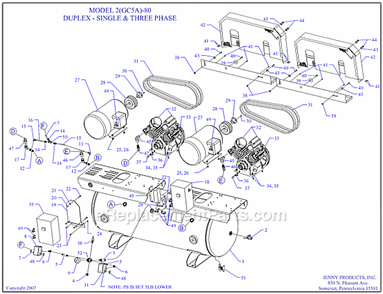 Page A Diagram and Parts List for 2(GC5A)-80  Jenny Compressor