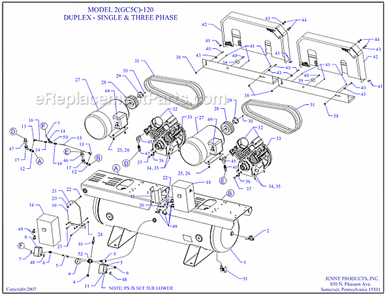 Page A Diagram and Parts List for 2(GC5C)-120C  Jenny Compressor