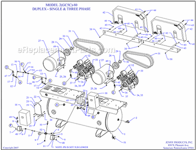 Page A Diagram and Parts List for 2(GC5C)-80C  Jenny Compressor