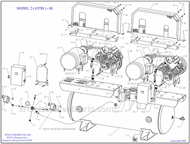 Page A Diagram and Parts List for 2(GT5B)-80  Jenny Compressor