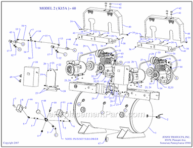 Page A Diagram and Parts List for 2(K15A)-60  Jenny Compressor