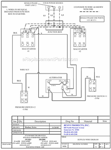 Page D Diagram and Parts List for 2(K15A)-60  Jenny Compressor