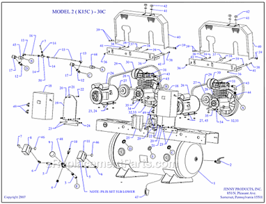 Page A Diagram and Parts List for 2(K15C)-30C  Jenny Compressor