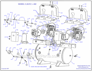 Page A Diagram and Parts List for 2(K15C)-60C  Jenny Compressor