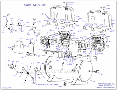 Page A Diagram and Parts List for 2(K1C)-60C  Jenny Compressor