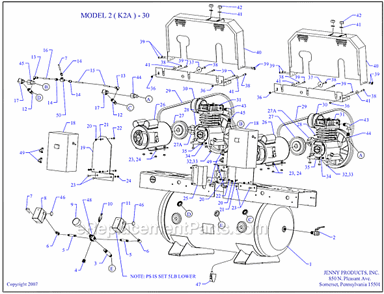 Page A Diagram and Parts List for 2(K2A)-30  Jenny Compressor