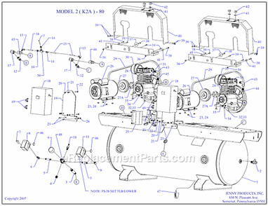 Page A Diagram and Parts List for 2(K2A)-80  Jenny Compressor